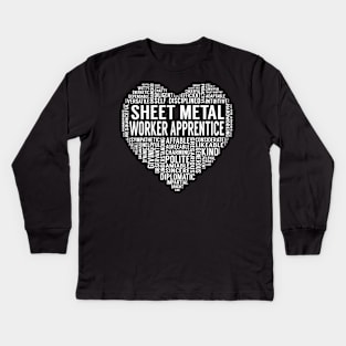 Sheet Metal Worker Apprentice Heart Kids Long Sleeve T-Shirt